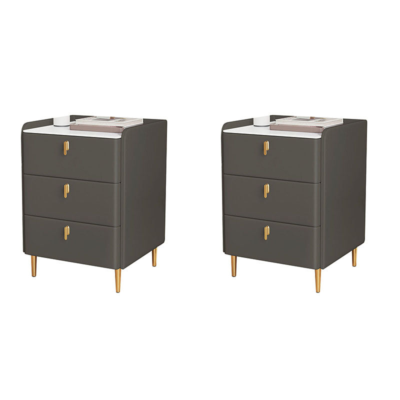 Contemporary Stone Bedside Cabinet with 3 Drawers for Bedroom