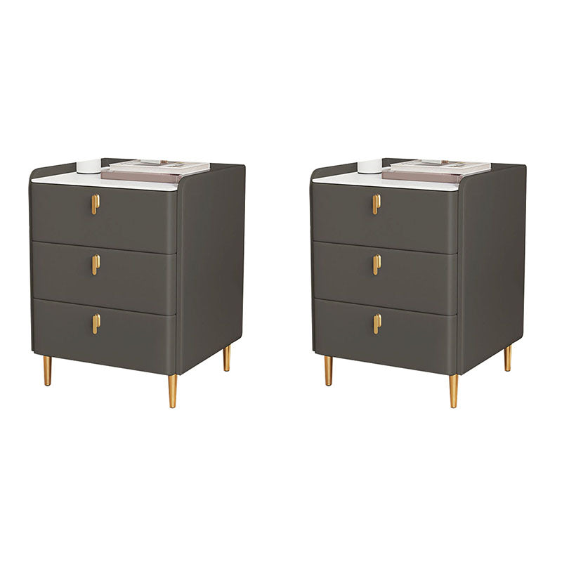 Contemporary Stone Bedside Cabinet with 3 Drawers for Bedroom