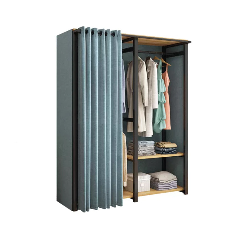 Modern Metal Frame Wardrobe Freestanding Wardrobe with Garment Rod for Bedroom