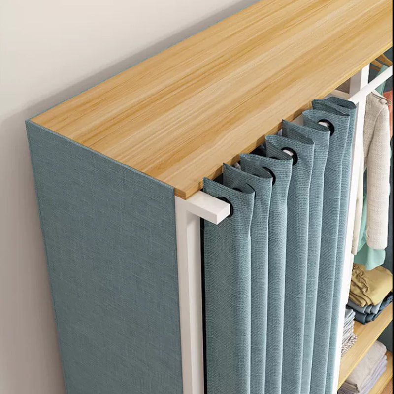 Modern Metal Frame Wardrobe Freestanding Wardrobe with Garment Rod for Bedroom