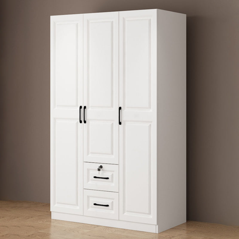 Hinged Wardrobe Cabinet White Wardrobe Armoire with Shelves for Home