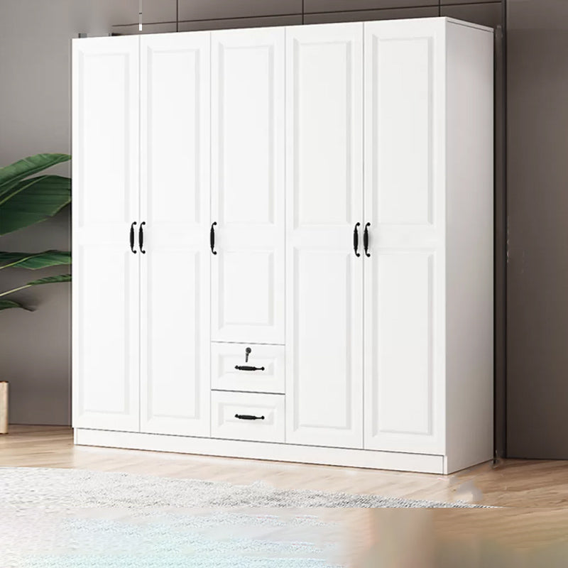 Hinged Wardrobe Cabinet White Wardrobe Armoire with Shelves for Home