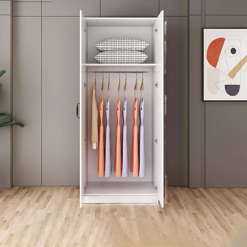 Hinged Wardrobe Cabinet White Wardrobe Armoire with Shelves for Home