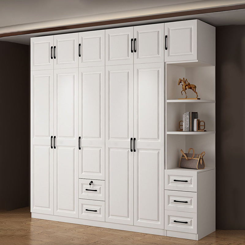 Hinged Wardrobe Cabinet White Wardrobe Armoire with Shelves for Home