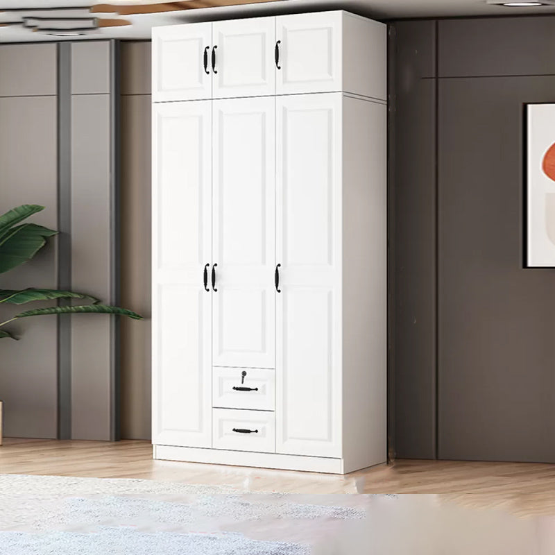 Hinged Wardrobe Cabinet White Wardrobe Armoire with Shelves for Home