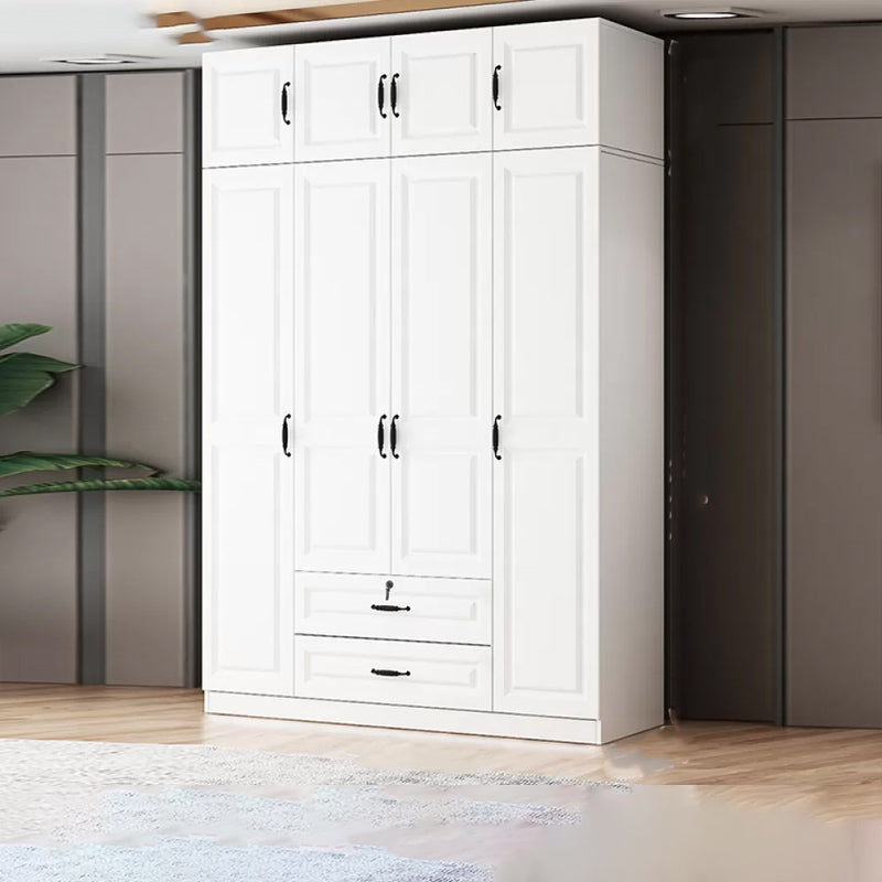 Hinged Wardrobe Cabinet White Wardrobe Armoire with Shelves for Home