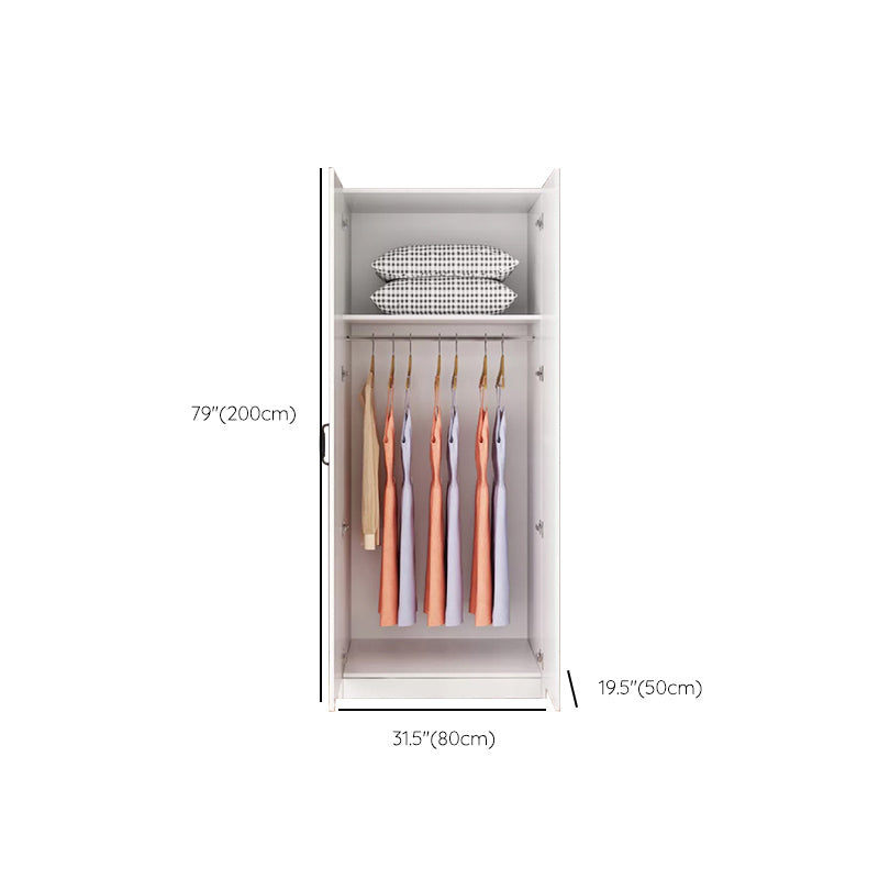 Hinged Wardrobe Cabinet White Wardrobe Armoire with Shelves for Home