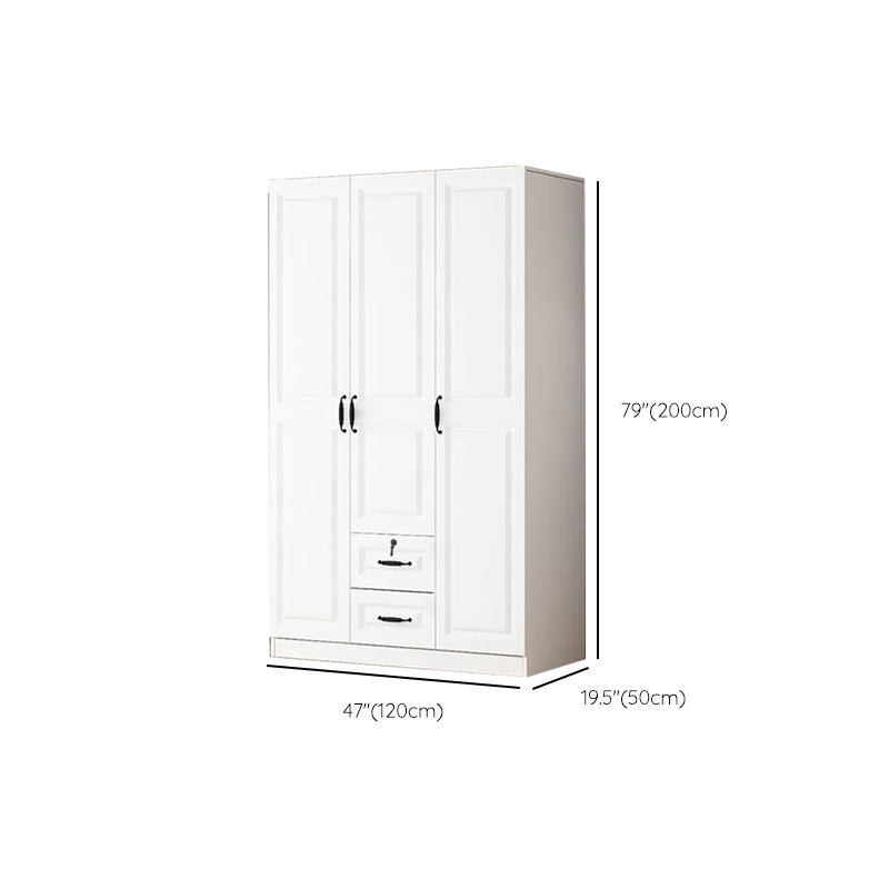 Hinged Wardrobe Cabinet White Wardrobe Armoire with Shelves for Home