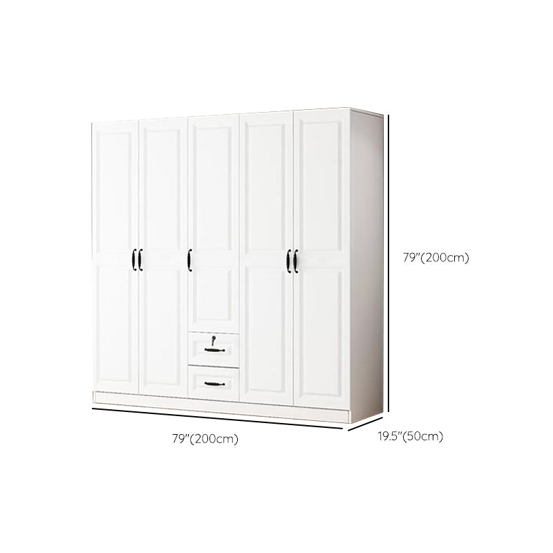Hinged Wardrobe Cabinet White Wardrobe Armoire with Shelves for Home