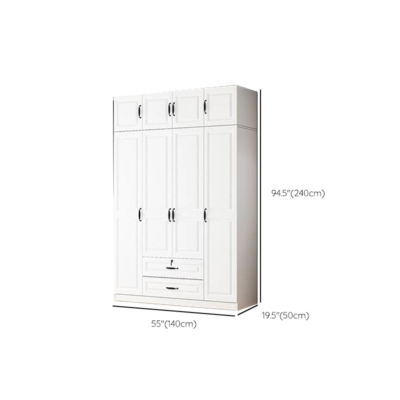 Hinged Wardrobe Cabinet White Wardrobe Armoire with Shelves for Home