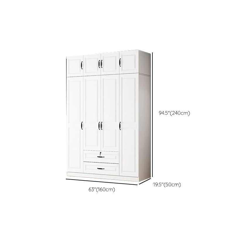 Hinged Wardrobe Cabinet White Wardrobe Armoire with Shelves for Home