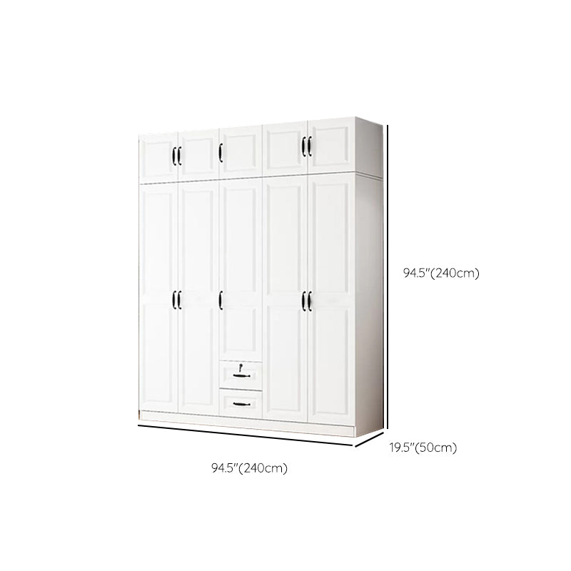 Hinged Wardrobe Cabinet White Wardrobe Armoire with Shelves for Home