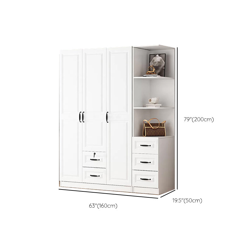 Hinged Wardrobe Cabinet White Wardrobe Armoire with Shelves for Home
