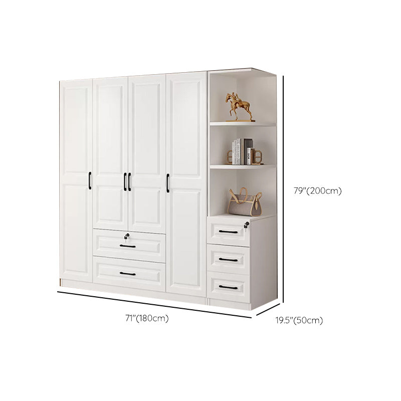 Hinged Wardrobe Cabinet White Wardrobe Armoire with Shelves for Home