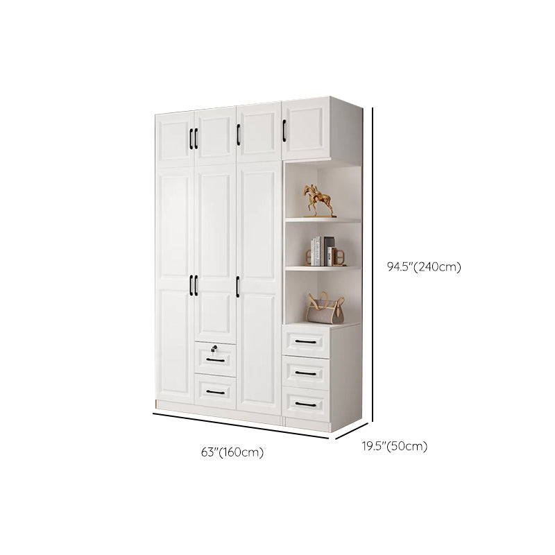 Hinged Wardrobe Cabinet White Wardrobe Armoire with Shelves for Home