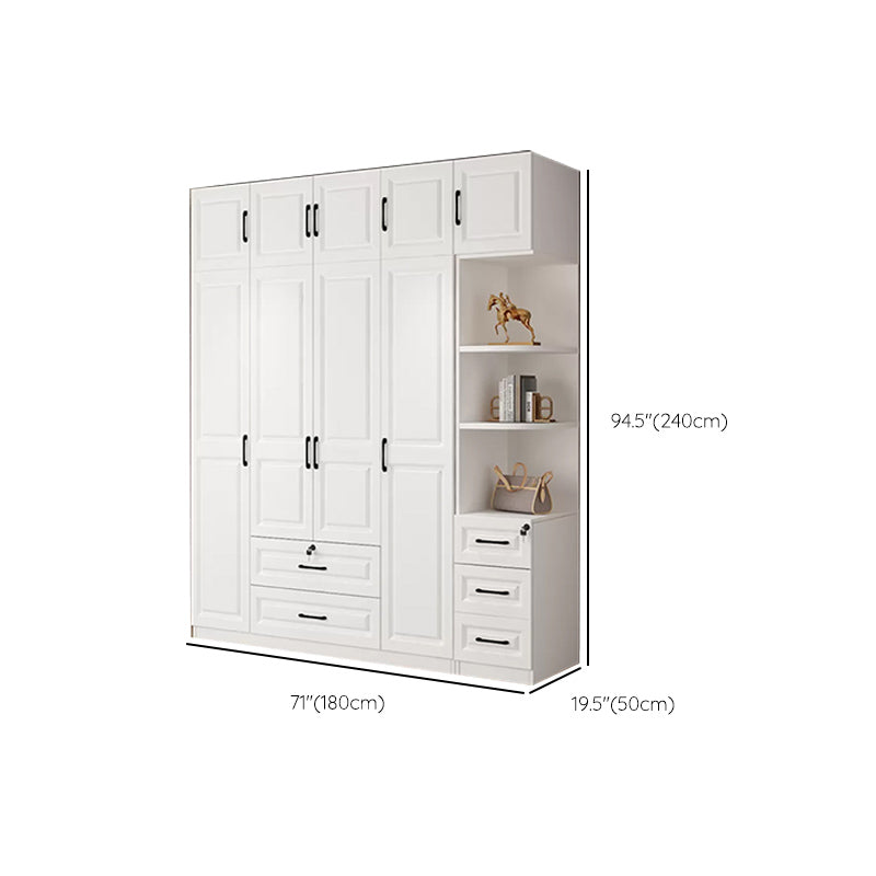 Hinged Wardrobe Cabinet White Wardrobe Armoire with Shelves for Home