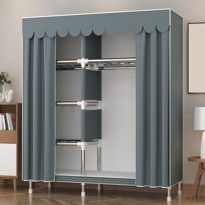 Metal Wardrobe Cabinet Modern Wardrobe Armoire with Shelves and Legs