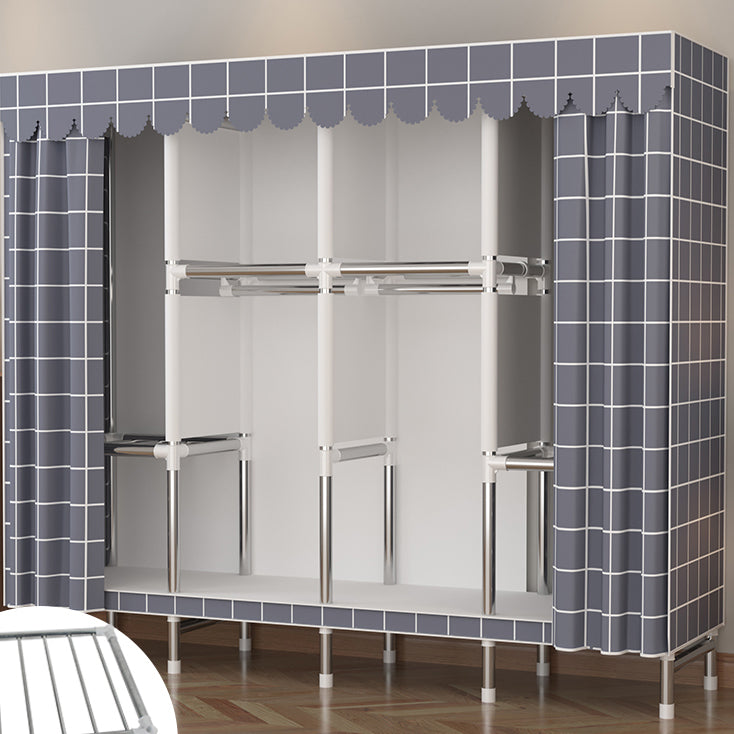 Metal Wardrobe Cabinet Modern Wardrobe Armoire with Shelves and Legs