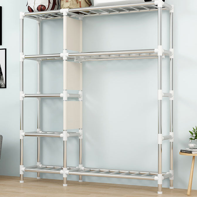 Metal Wardrobe Cabinet Modern Wardrobe Armoire with Shelves and Legs