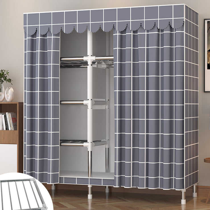 Metal Wardrobe Cabinet Modern Wardrobe Armoire with Shelves and Legs
