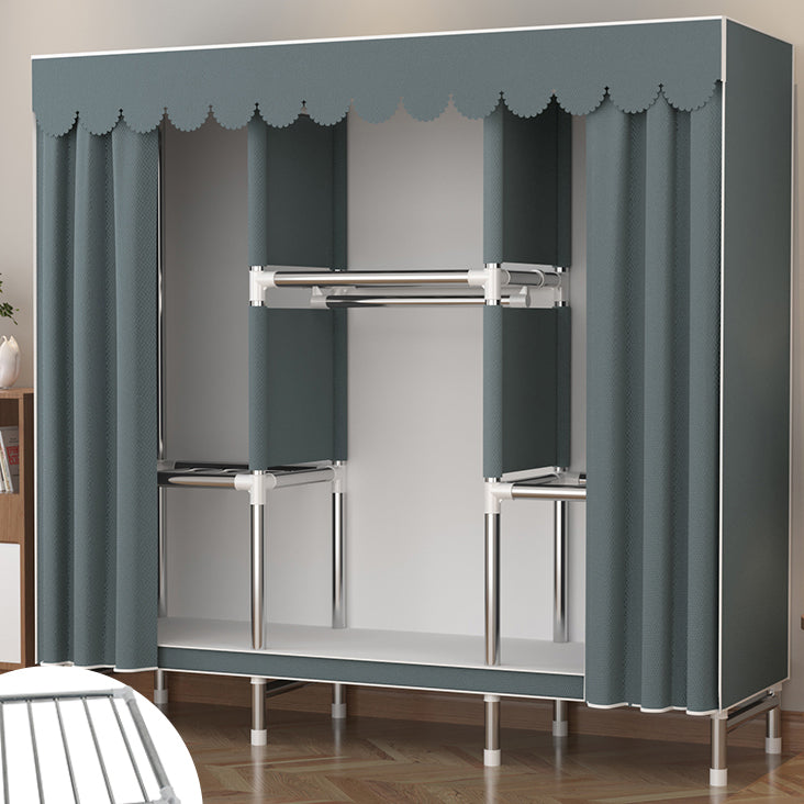 Metal Wardrobe Cabinet Modern Wardrobe Armoire with Shelves and Legs