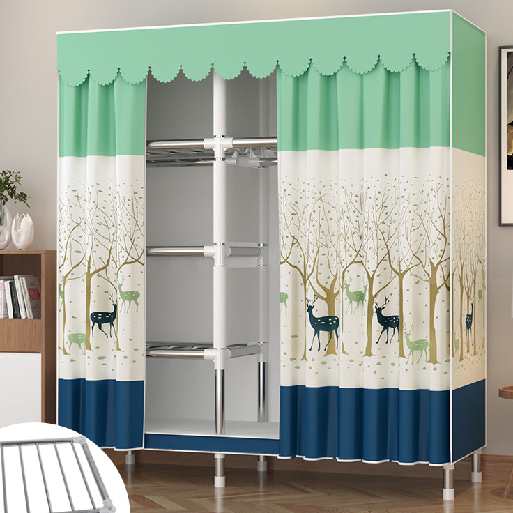 Metal Wardrobe Cabinet Modern Wardrobe Armoire with Shelves and Legs