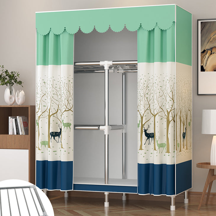 Metal Wardrobe Cabinet Modern Wardrobe Armoire with Shelves and Legs