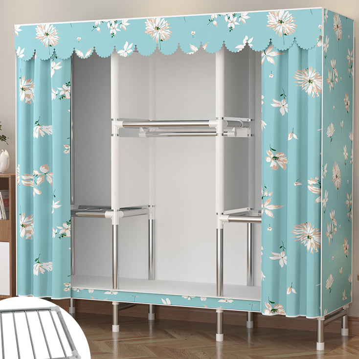 Metal Wardrobe Cabinet Modern Wardrobe Armoire with Shelves and Legs
