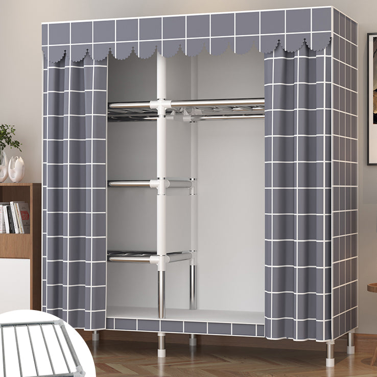 Metal Wardrobe Cabinet Modern Wardrobe Armoire with Shelves and Legs