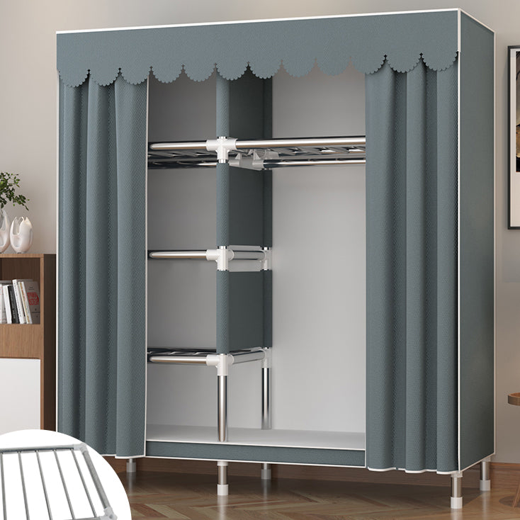 Metal Wardrobe Cabinet Modern Wardrobe Armoire with Shelves and Legs