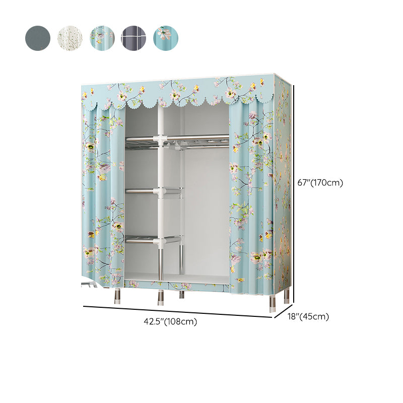 Metal Wardrobe Cabinet Modern Wardrobe Armoire with Shelves and Legs