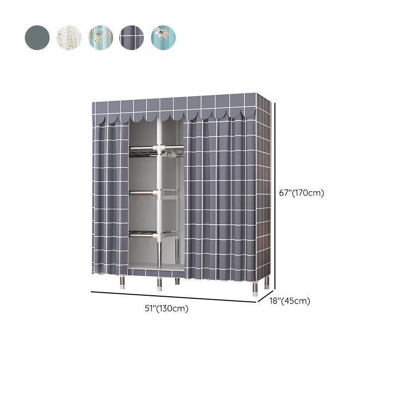 Metal Wardrobe Cabinet Modern Wardrobe Armoire with Shelves and Legs
