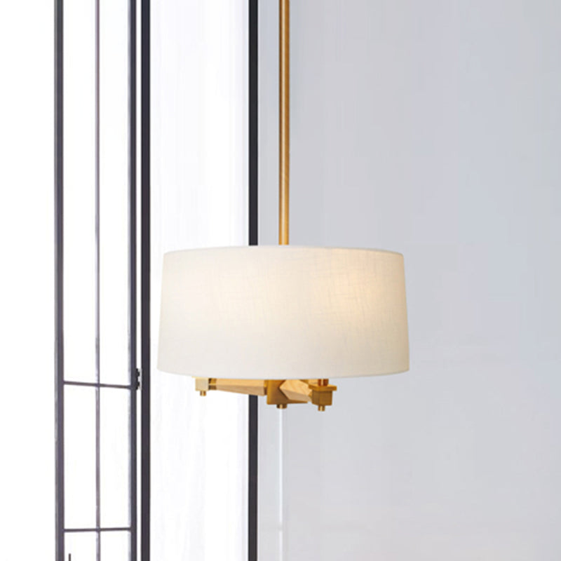 Drum camera da letto il lampadario appeso tessuto da fattoria 3 bulbi bianchi/leggero/legno scuro Sospensione a sospensione