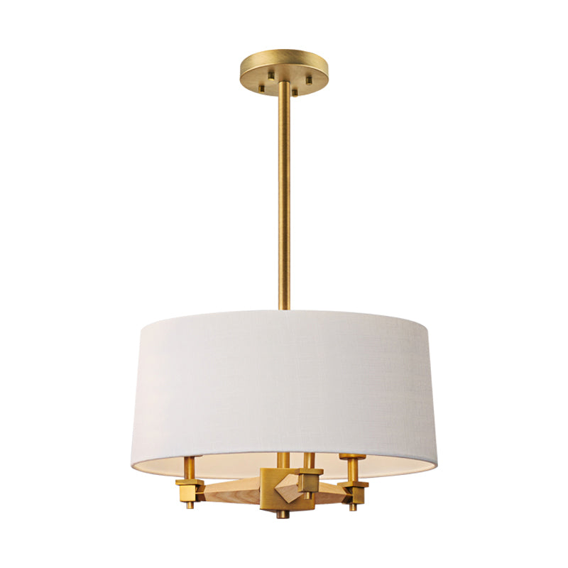 Drum camera da letto il lampadario appeso tessuto da fattoria 3 bulbi bianchi/leggero/legno scuro Sospensione a sospensione
