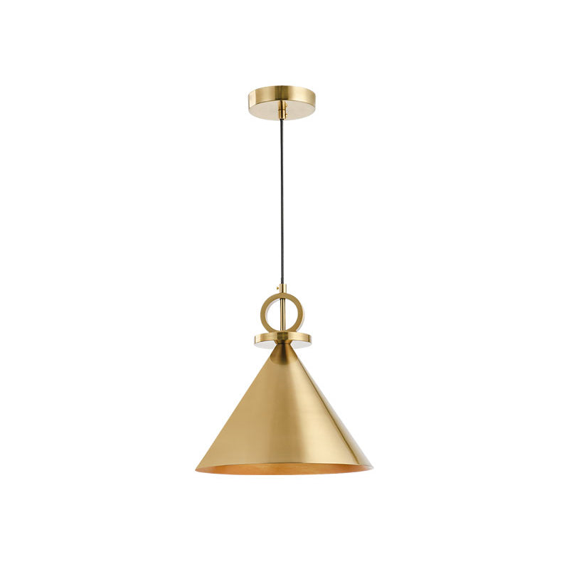 Metal Brass Finish Suspension Light Conical 1-Light Minimal Ceiling Pendant Lamp