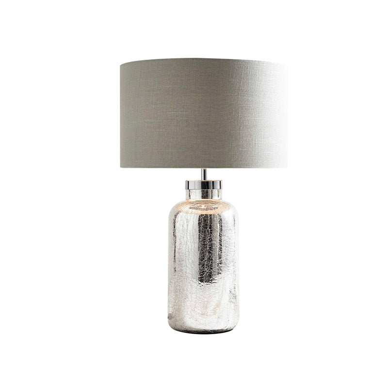 Ronde stof nachtlicht platteland 1-licht slaapkamer tafelverlichting in grijs met knetelknopfles