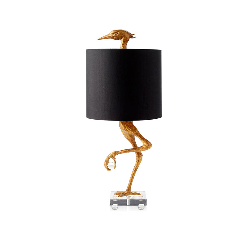 Tavolo da notte in resina di struzzo classico 1 comodino da letto leggero in oro con tonalità in tessuto cilindro