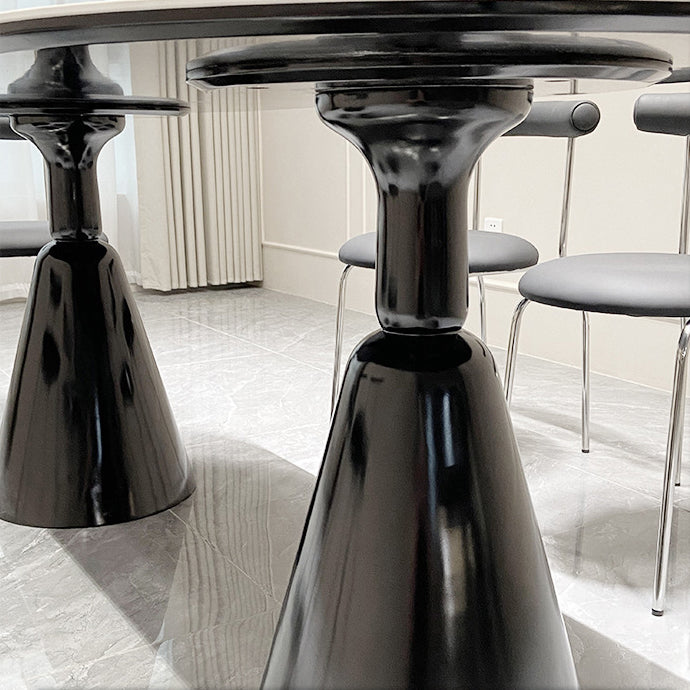 Kitchen 1/2/5/7 Pcs Dinette Set with Oval Dining Table and Black Chairs