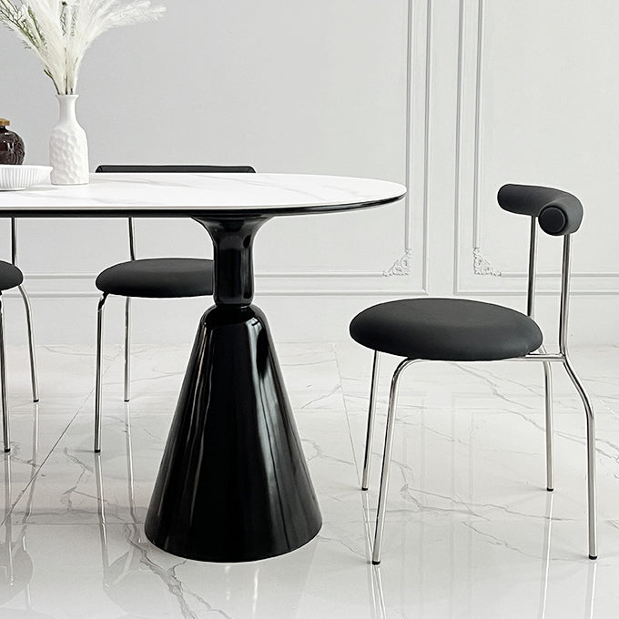 Kitchen 1/2/5/7 Pcs Dinette Set with Oval Dining Table and Black Chairs