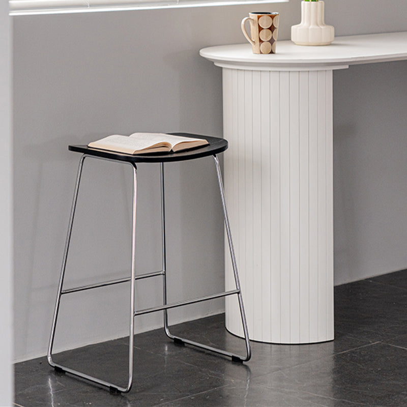 Contemporary Wood and Metal Backless Counter Height Stools for Living Room