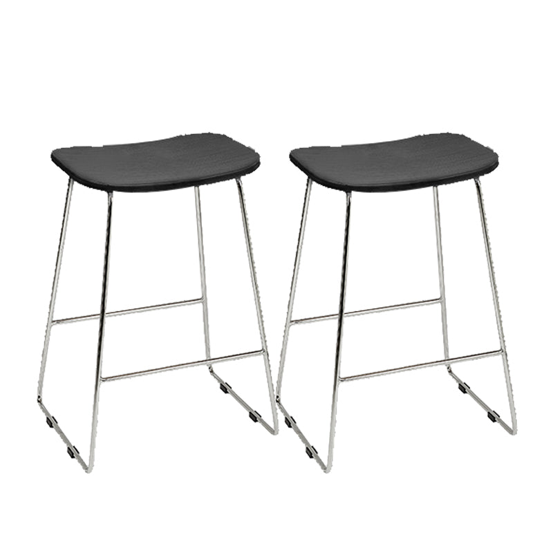 Contemporary Wood and Metal Backless Counter Height Stools for Living Room