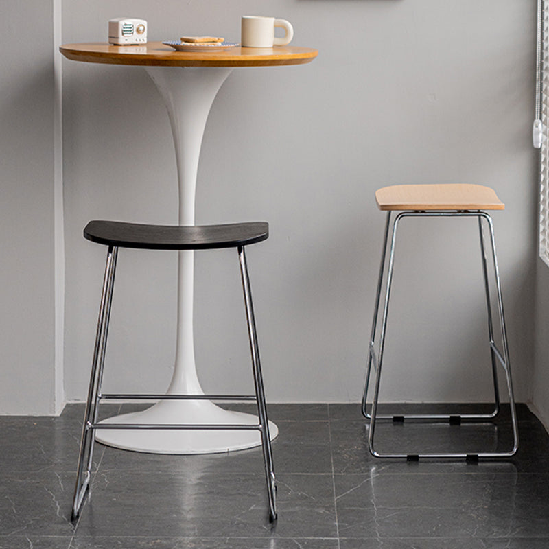 Contemporary Wood and Metal Backless Counter Height Stools for Living Room