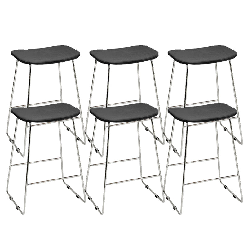 Contemporary Wood and Metal Backless Counter Height Stools for Living Room