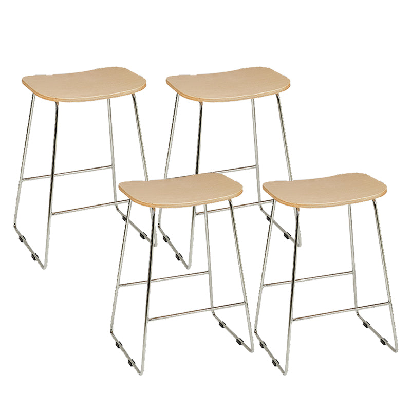 Contemporary Wood and Metal Backless Counter Height Stools for Living Room