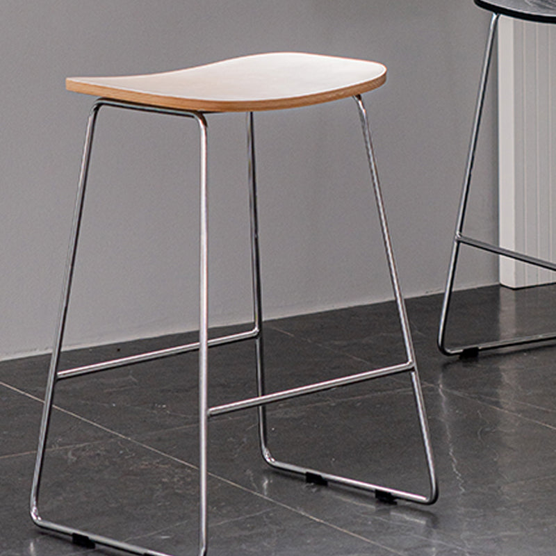 Contemporary Wood and Metal Backless Counter Height Stools for Living Room