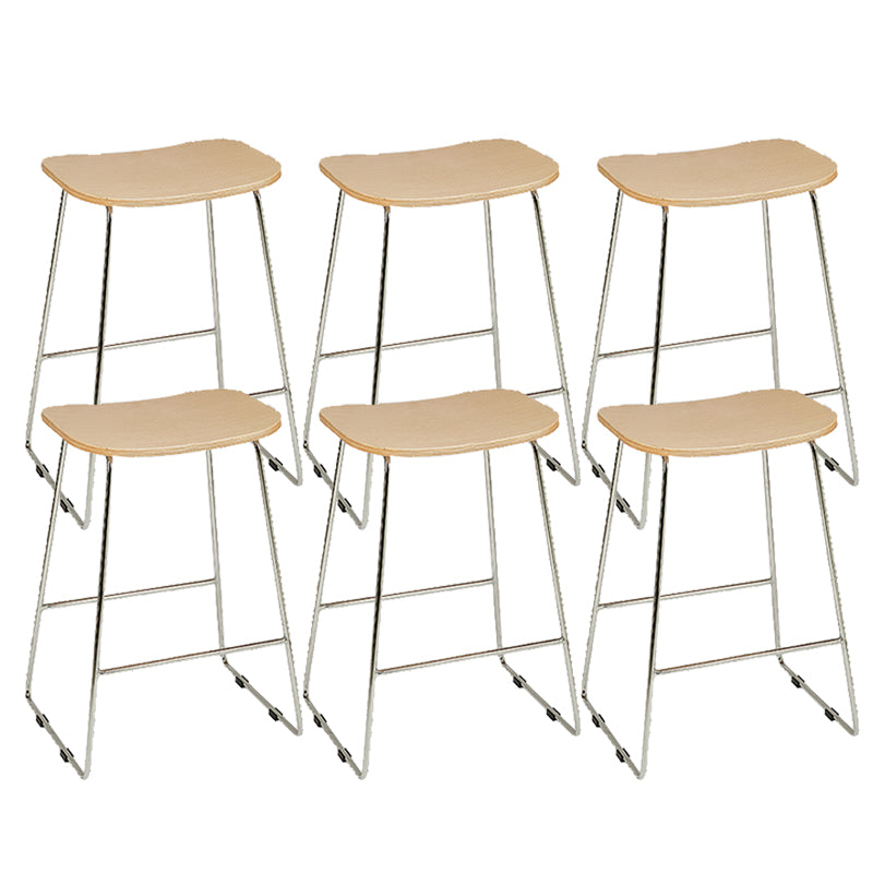Contemporary Wood and Metal Backless Counter Height Stools for Living Room