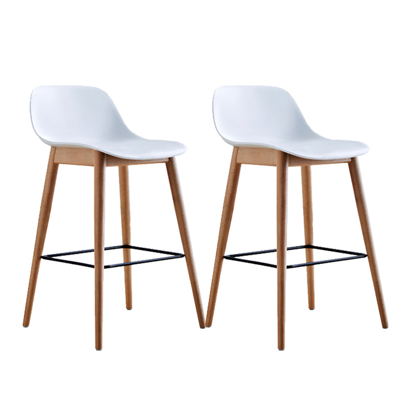 Contemporary Plastic Armless Bar Stool with Beech Solid Wood Base