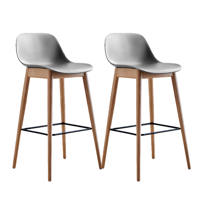 Contemporary Plastic Armless Bar Stool with Beech Solid Wood Base