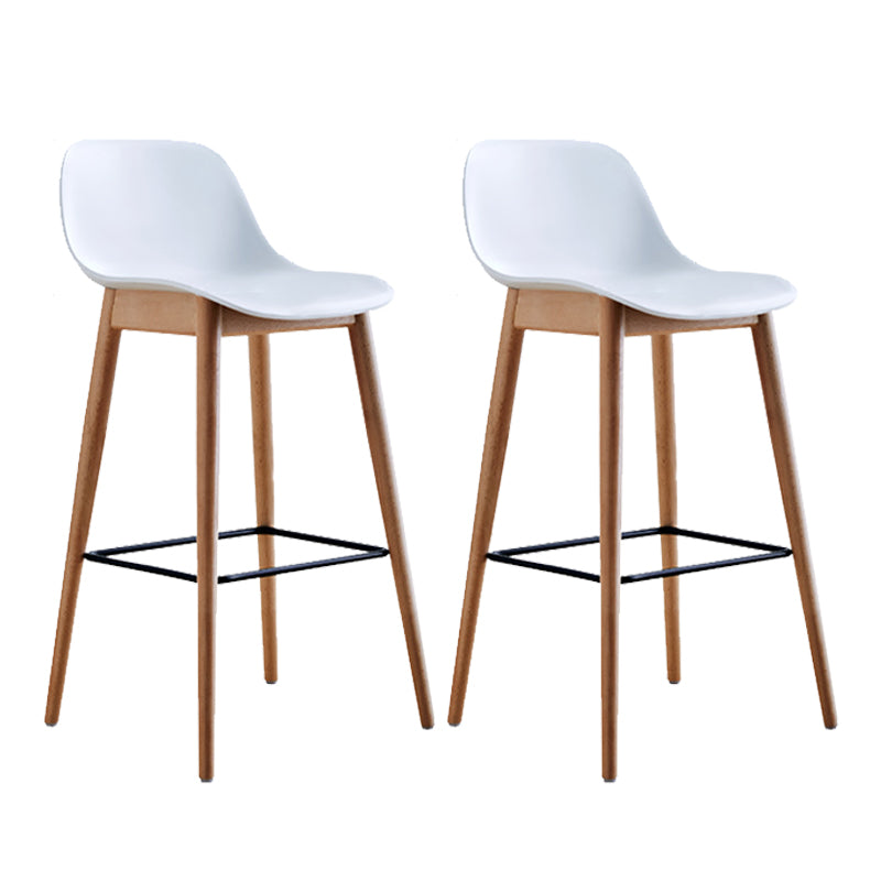Contemporary Plastic Armless Bar Stool with Beech Solid Wood Base