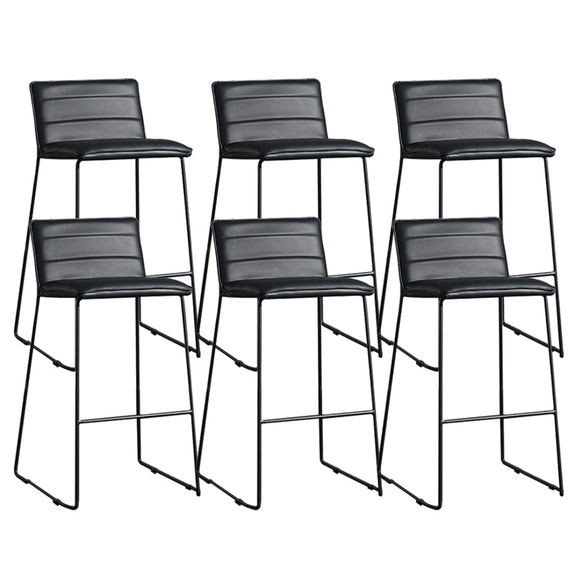 Contemporary Armless Upholstered Low Back Bar Stools with Metal Base